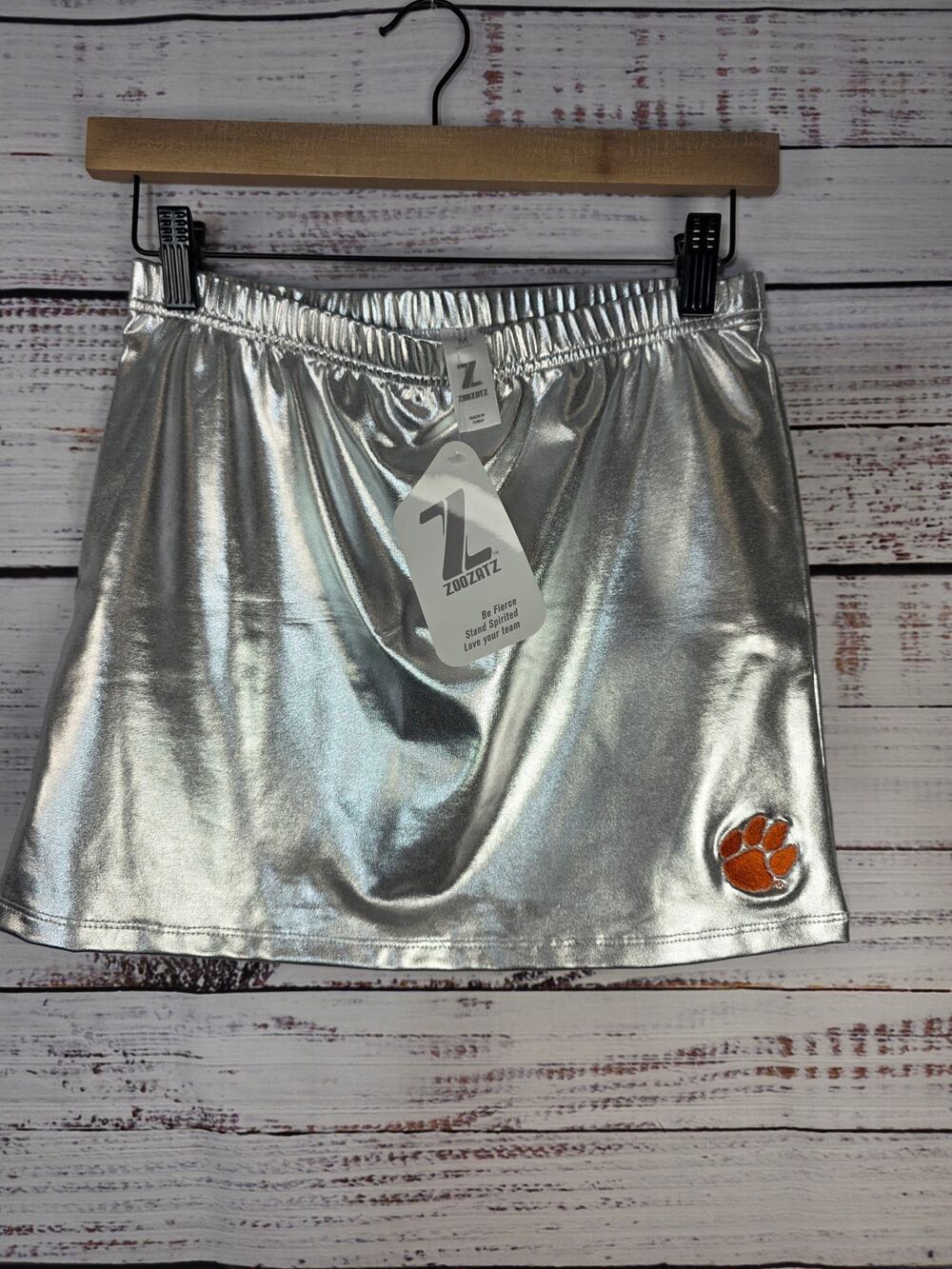 Clemson Tigers Girls Youth medium metallic silver skirt